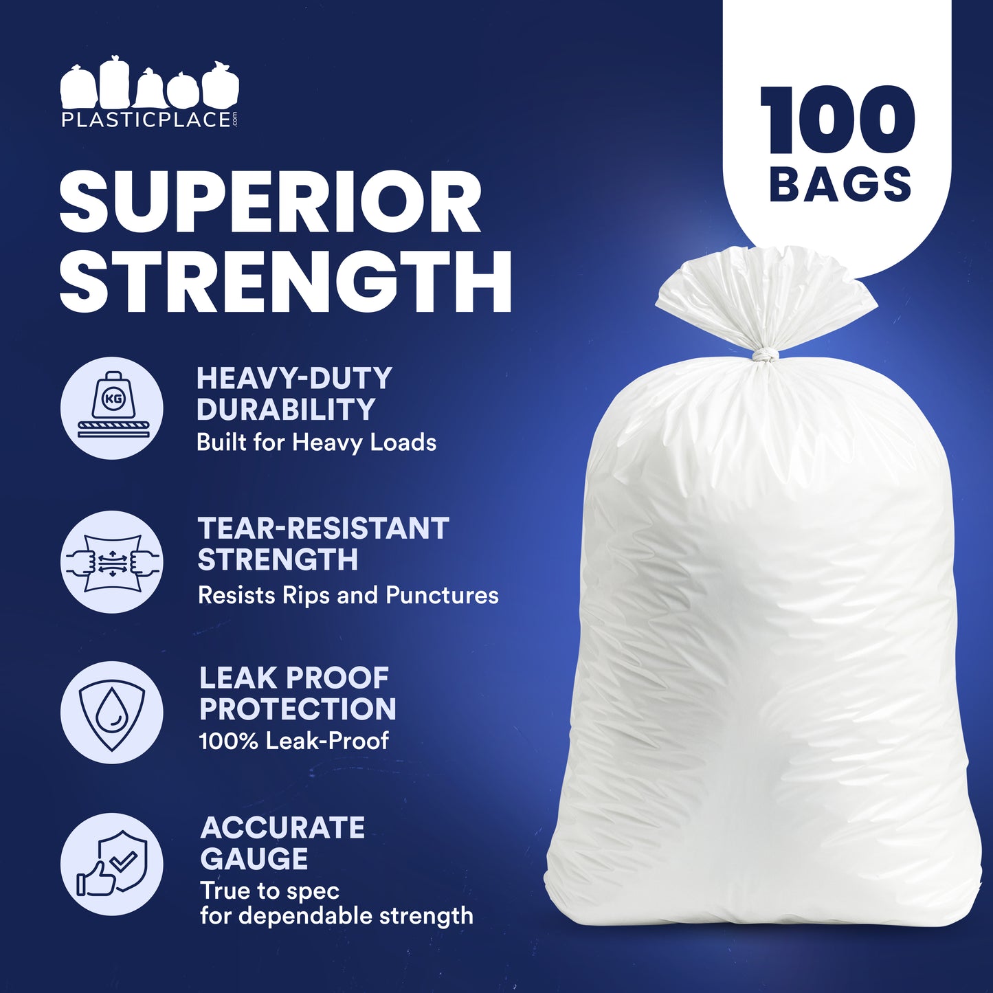 55-60 Gallon Trash Bags - 0.7 Mil - 100/Case