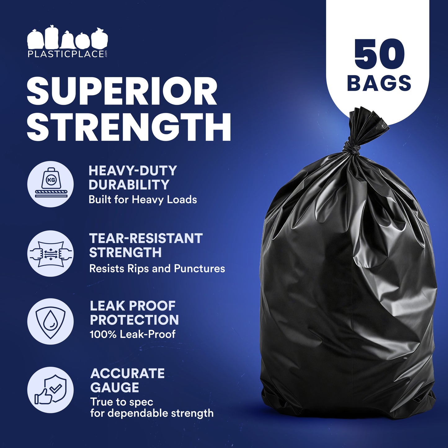 64 Gallon Toter® Compatible Trash Bags - 1.5 Mil - 50/Case