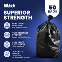65 Gallon Rollout Trash Bags - 1.5 Mil - 50/Case