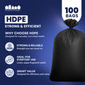 55-60 Gallon High Density Bags - 22 Micron - 100/Case