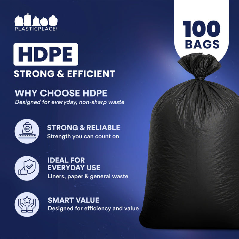 55-60 Gallon High Density Bags - 22 Micron - 100/Case