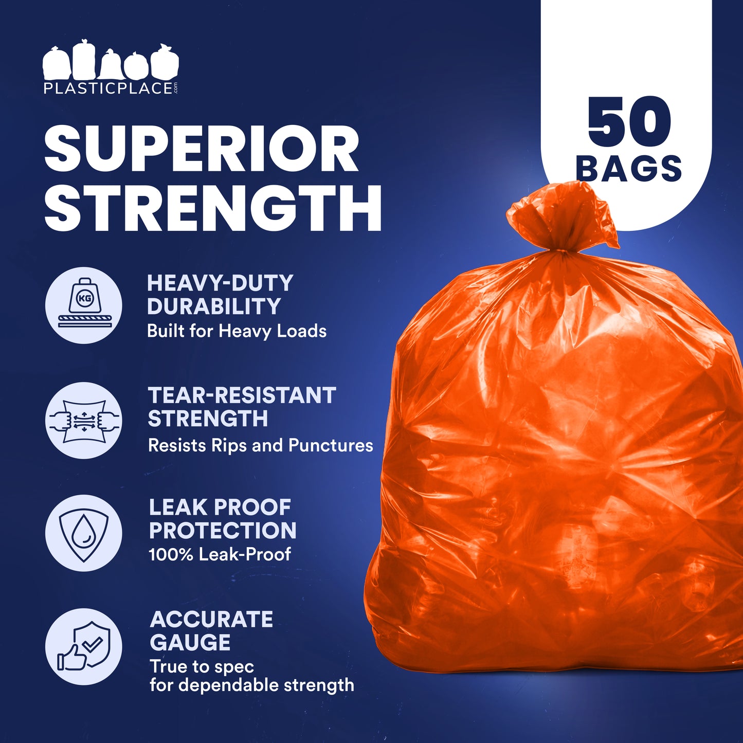 55-60 Gallon Trash Bags - 1.2 Mil - 50/Case