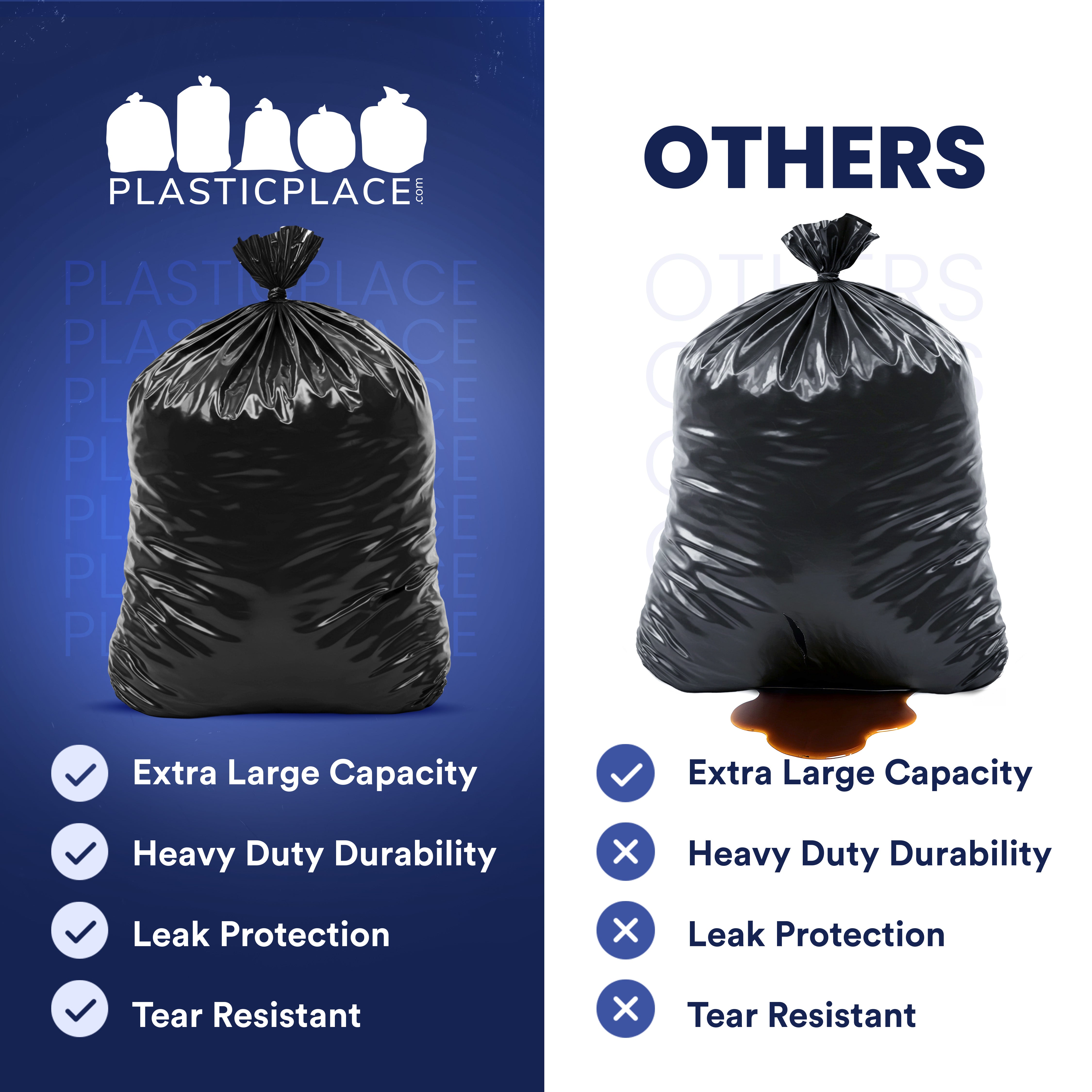 64 Gallon Toter® Compatible Trash Bags - 1.5 Mil - 50/Case