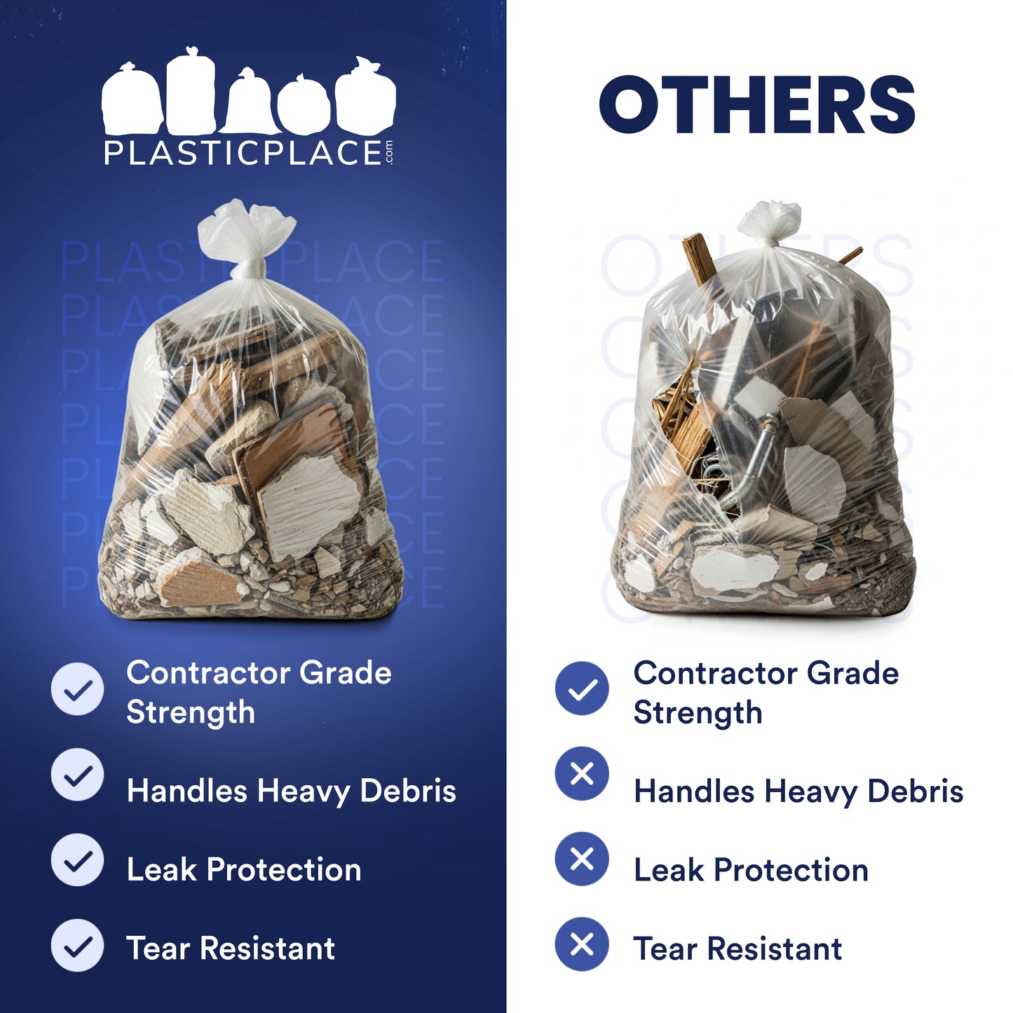 55-60 Gallon Contractor Bags - 3.0 Mil - 50/Case