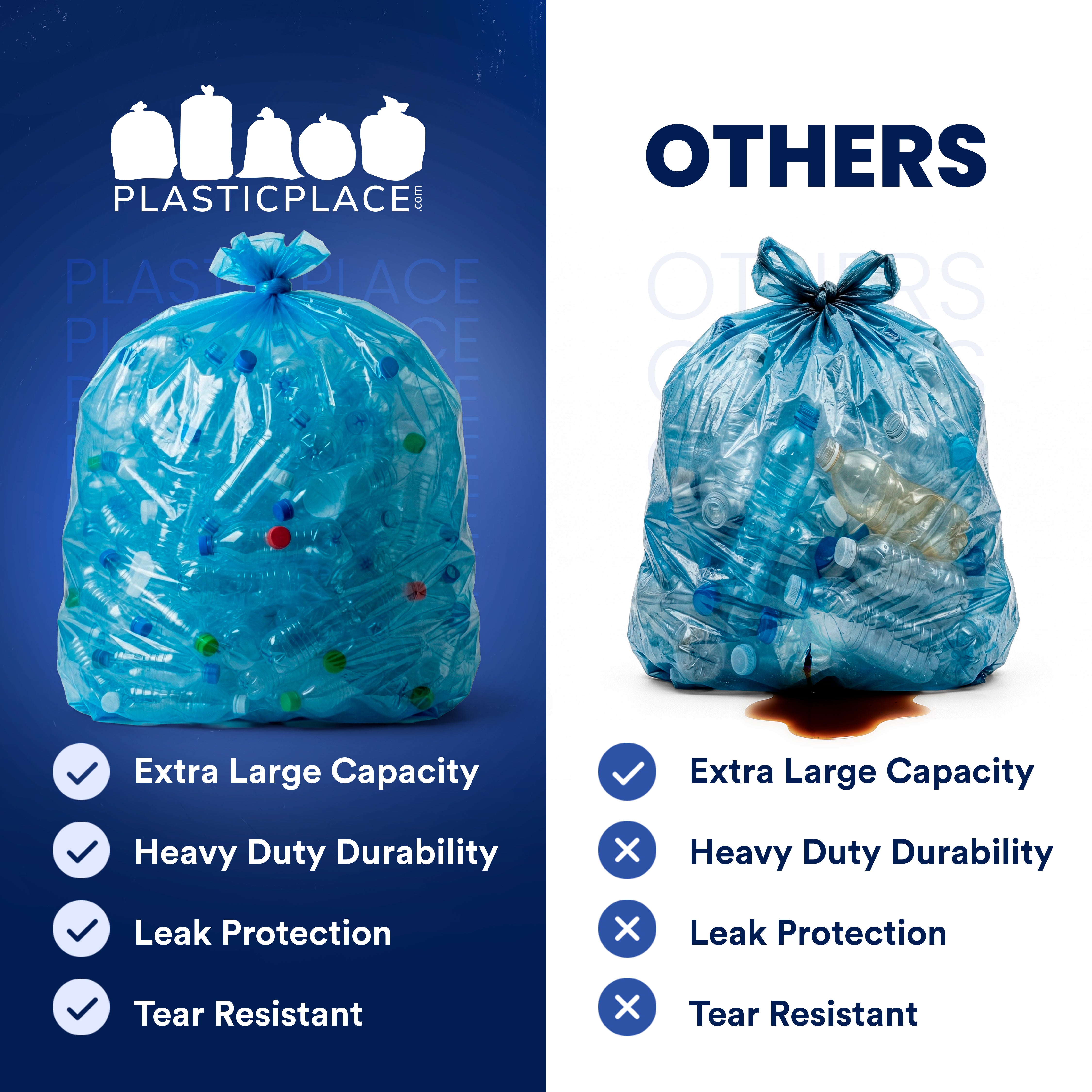 55 Gallon Recycling Bags - 1.5 Mil - 100/Case