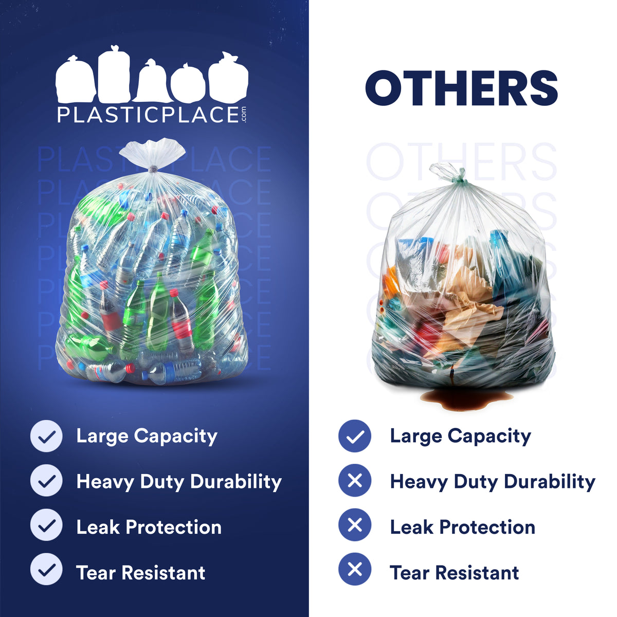 65 Gallon Trash Bags - 1.5 Mil - 50/Case