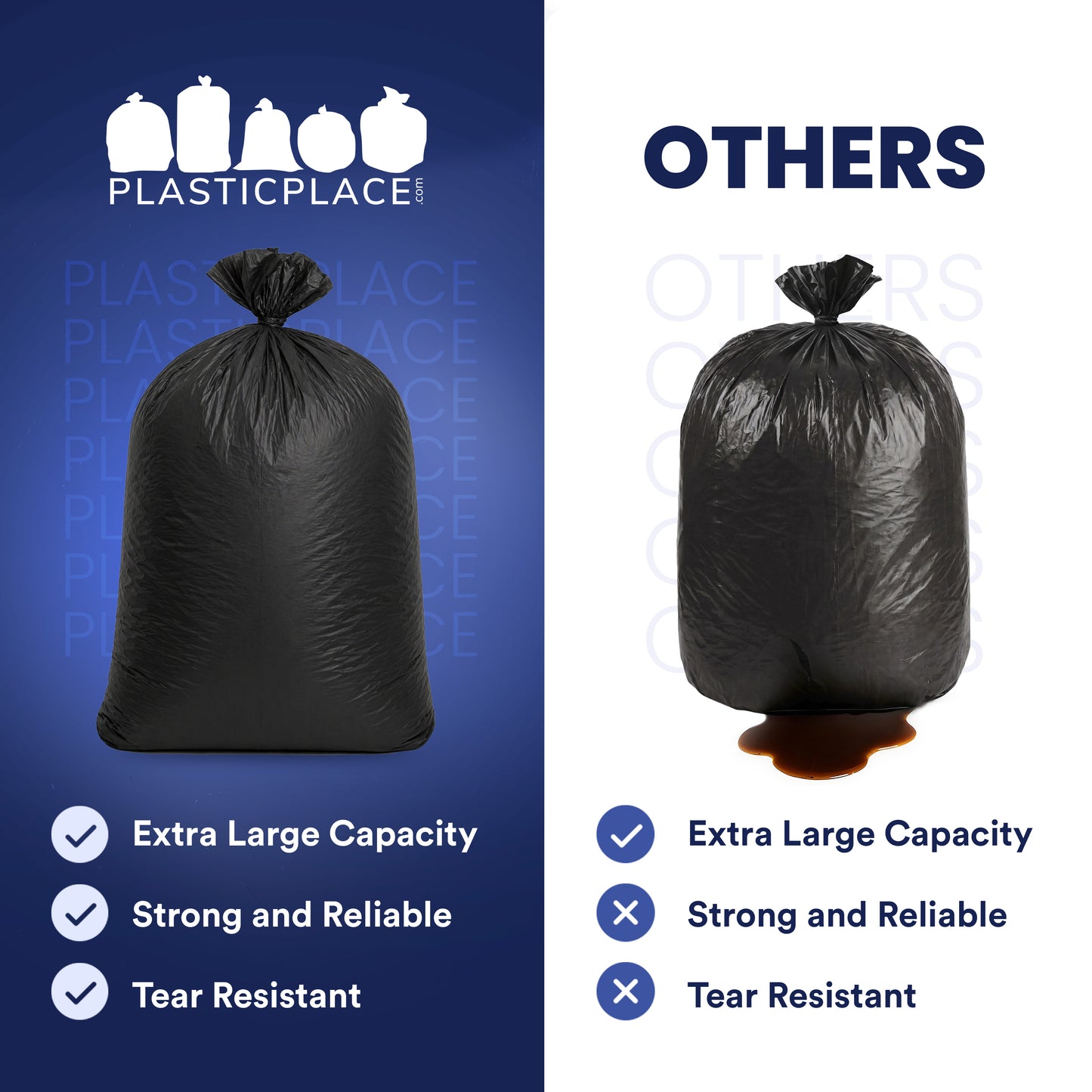 55-60 Gallon High Density Bags - 22 Micron - 100/Case