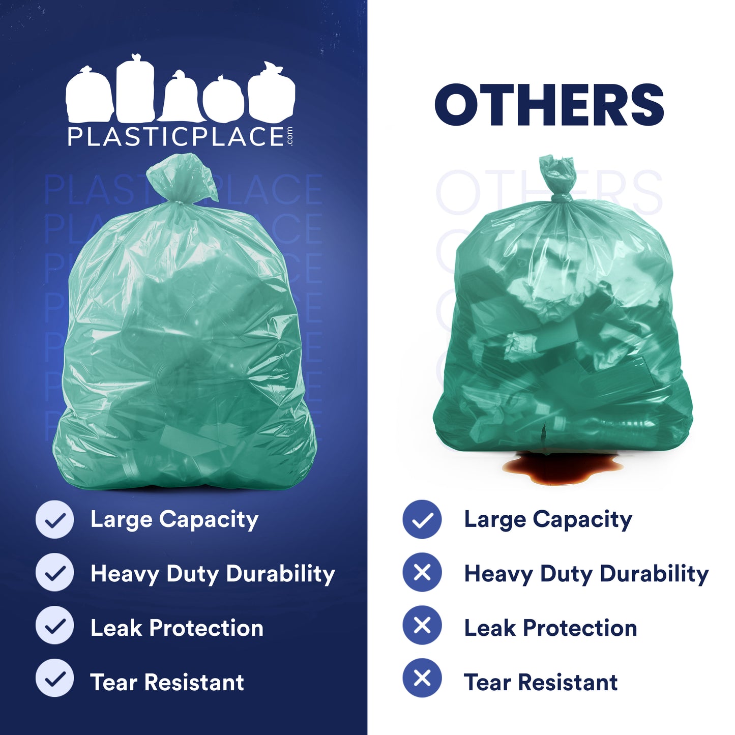 64 Gallon Toter Compatible Trash Bags - 1.5 Mil - 50/Case
