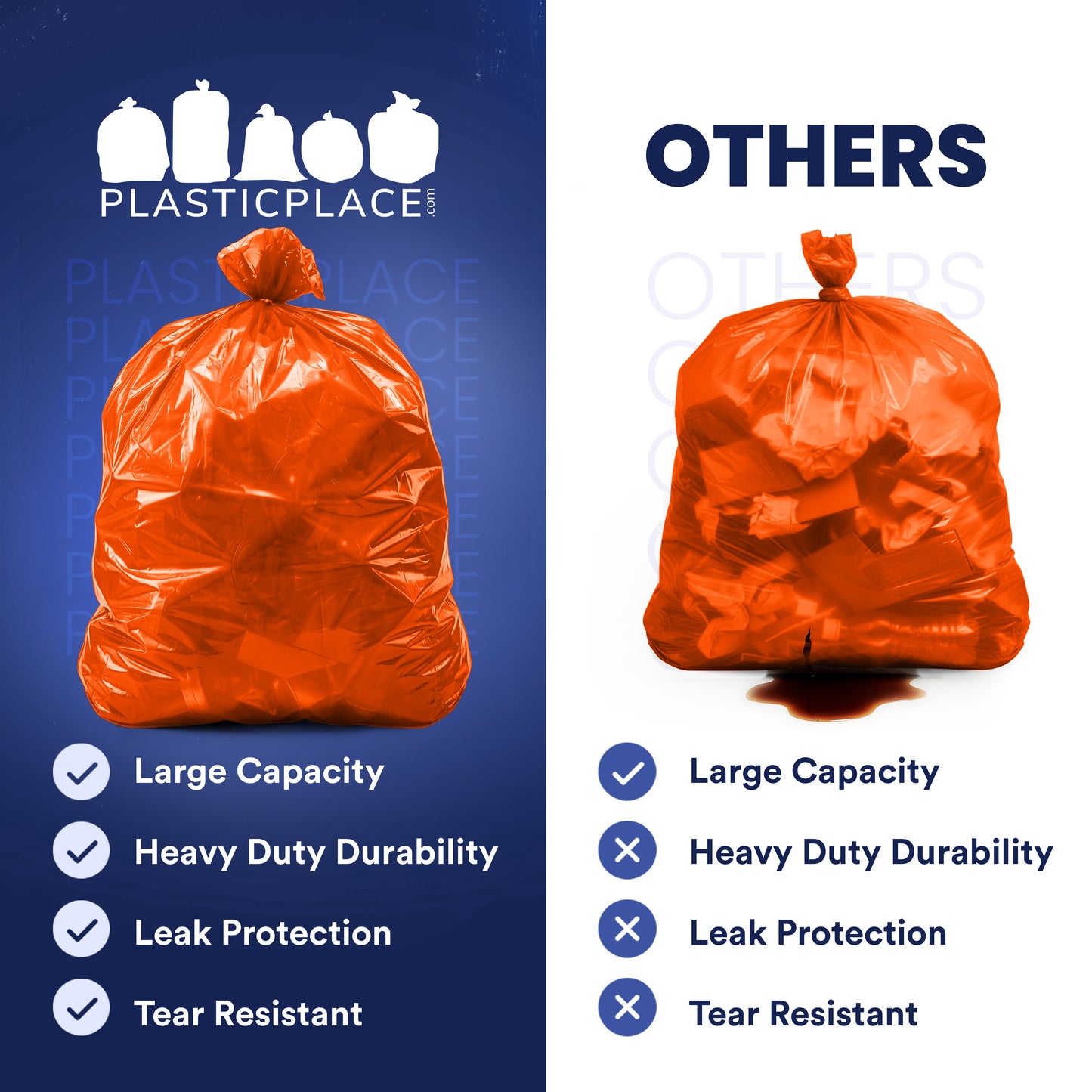 55-60 Gallon Trash Bags - 1.2 Mil - 50/Case