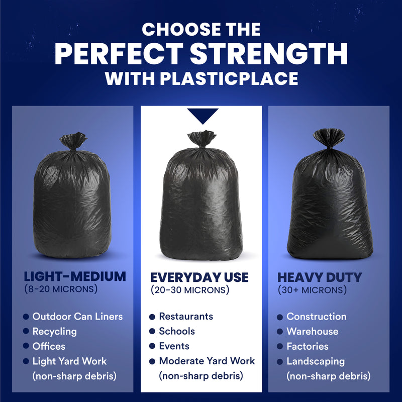 55-60 Gallon High Density Bags - 22 Micron - 100/Case