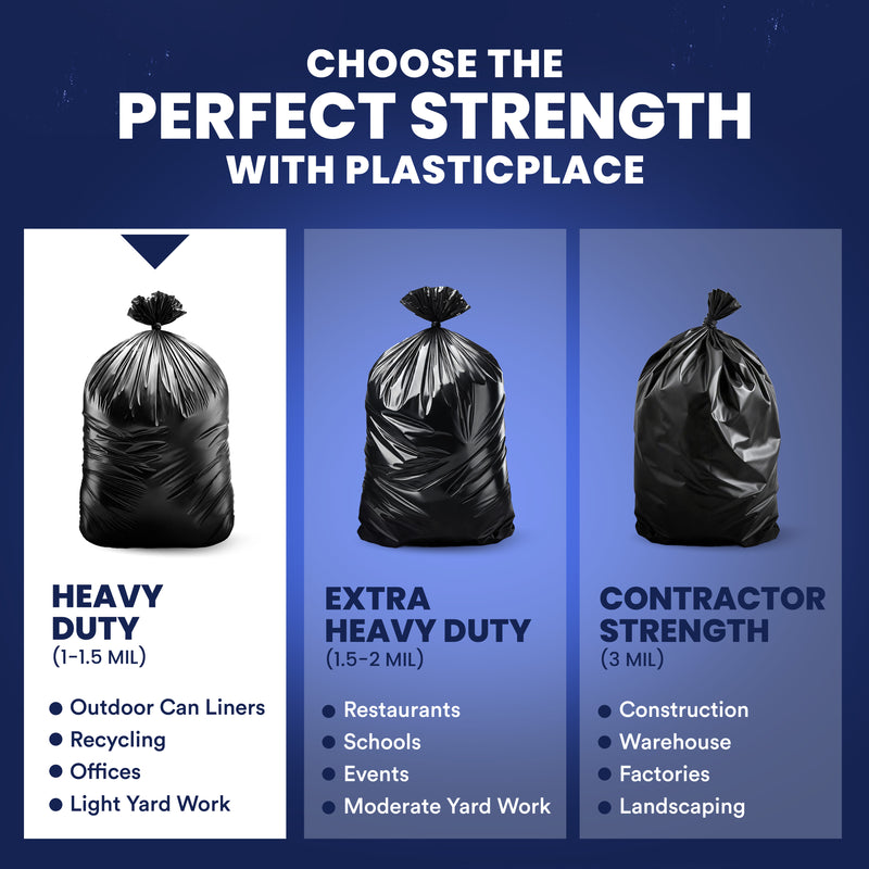 55 Gallon Rubbermaid Compatible Trash Bags - 1.2 Mil - 100/Case