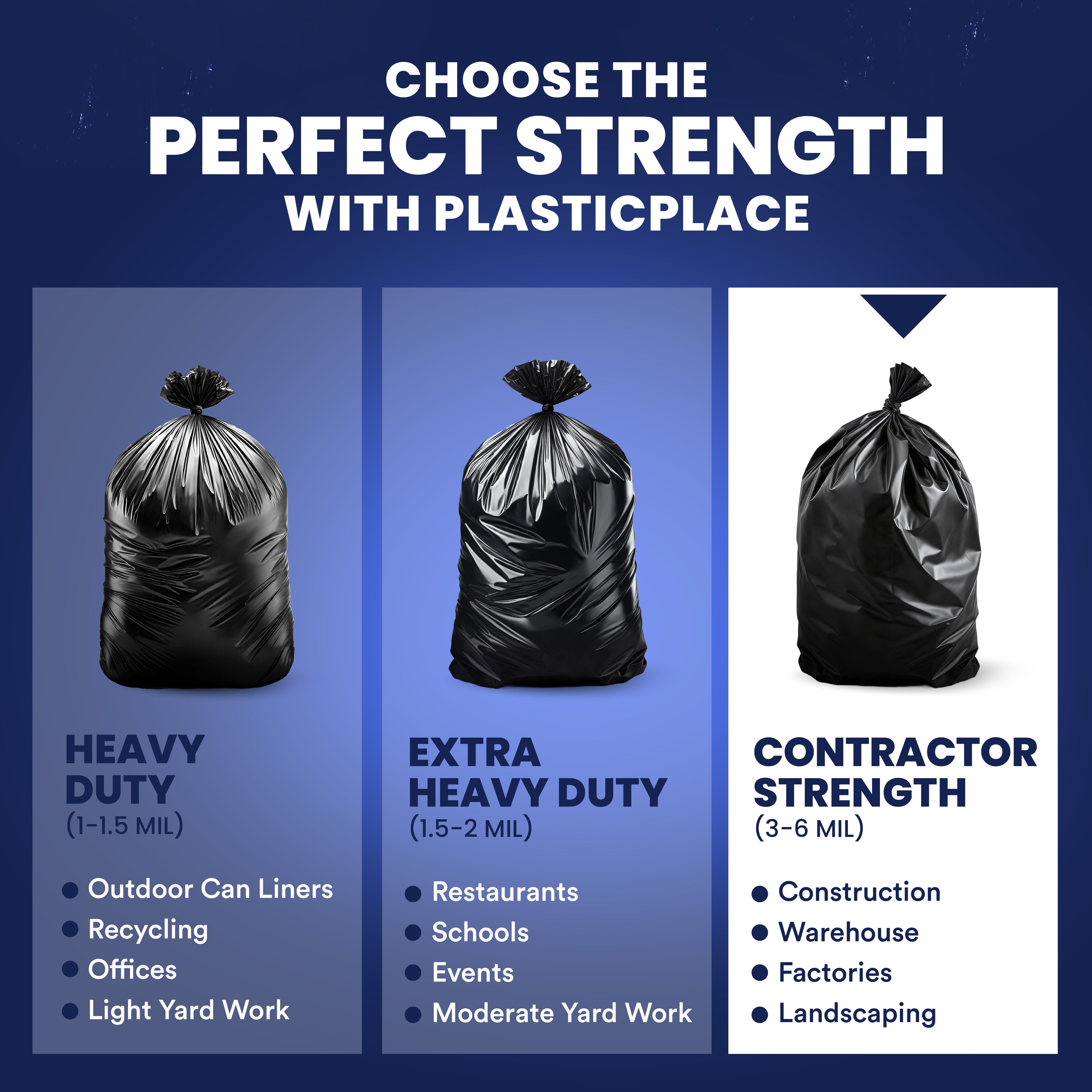 65 Gallon Extra Heavy Trash Bags - 3.0 Mil - 50/Case