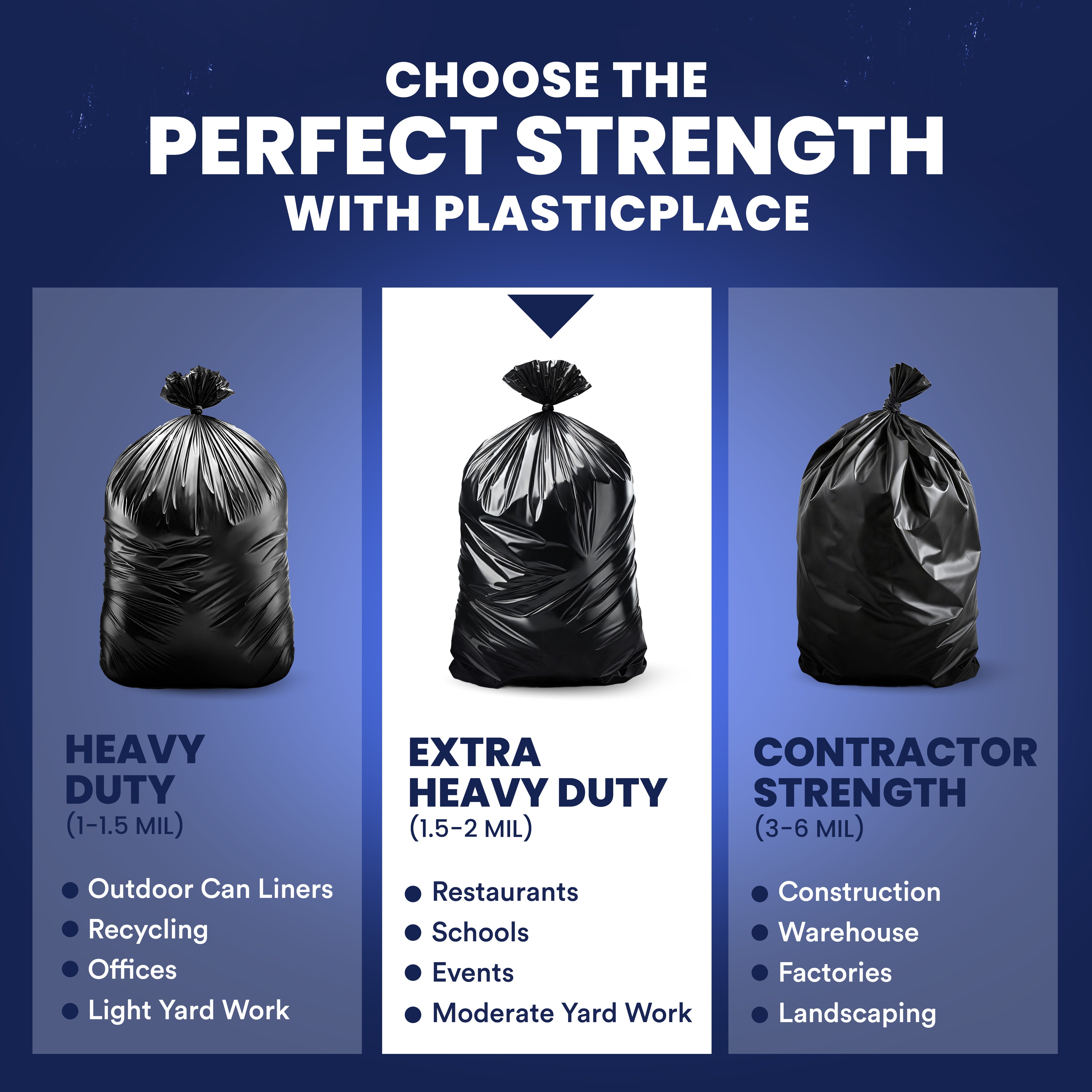 65 Gallon Rollout Trash Bags - 1.5 Mil - 100/Case
