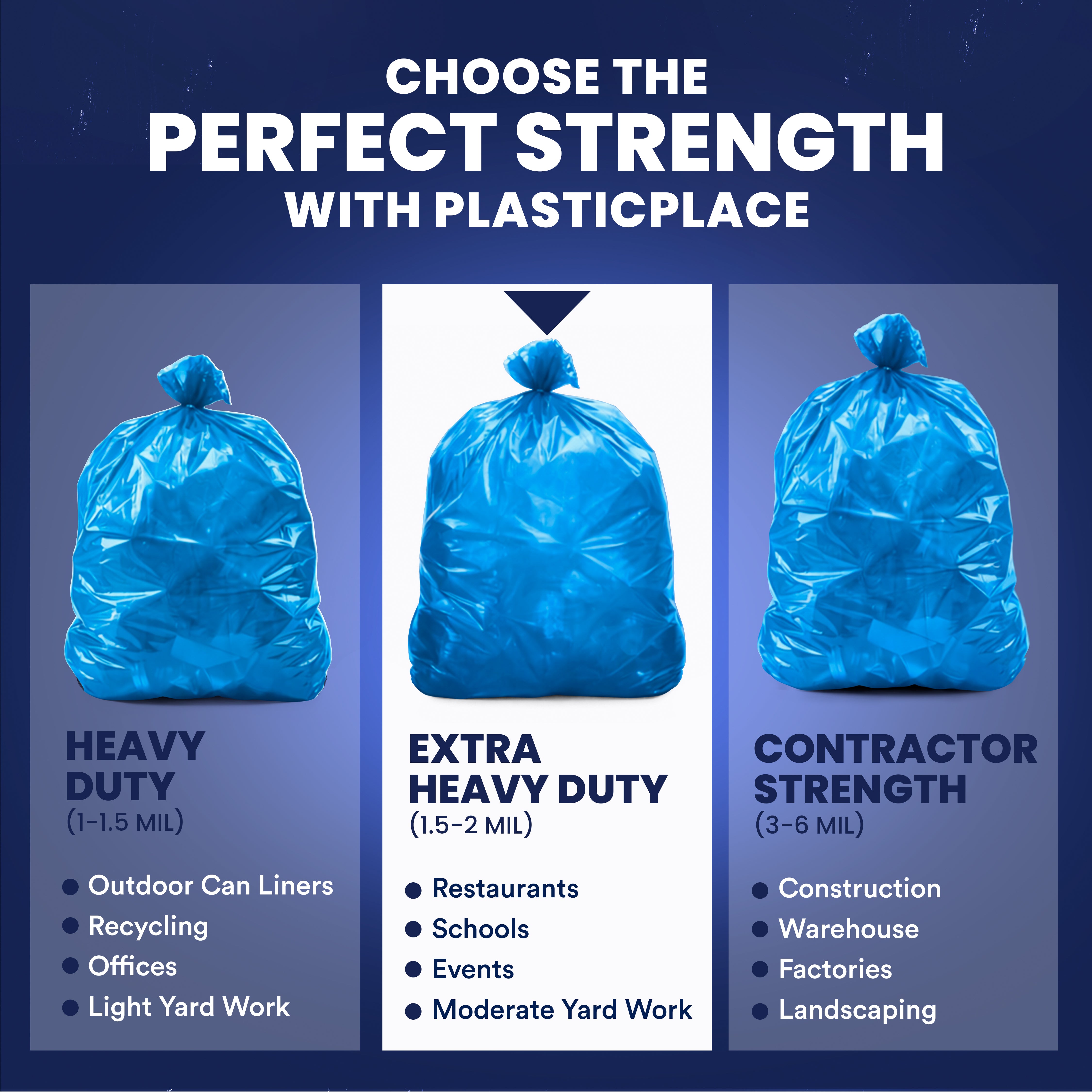 65 Gallon Recycling Bags - 1.5 Mil - 50/Case