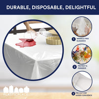 Pre-Cut Clear Plastic Disposable Tablecloth - Coreless Roll - 66x108"