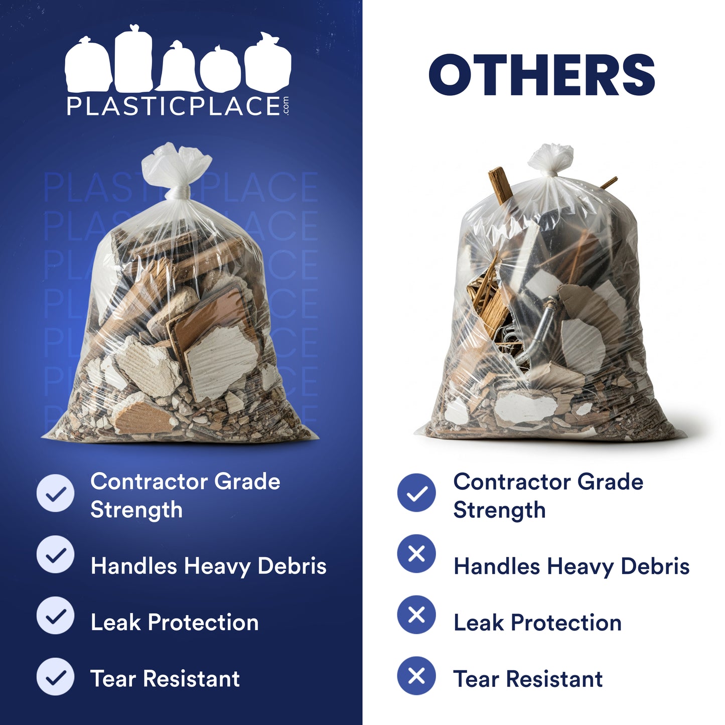 42 Gallon Contractor Bags - 3.0 Mil - 50/Case