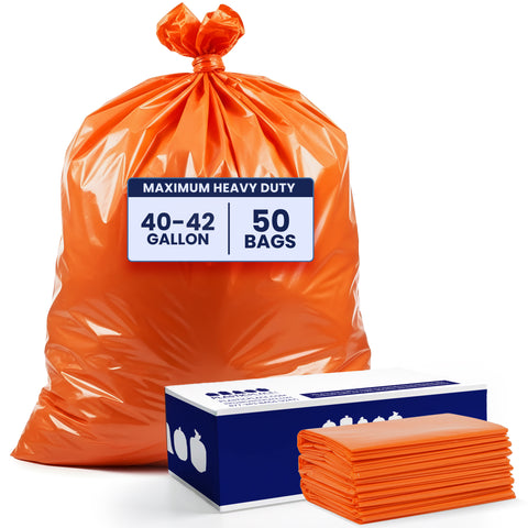 42 Gallon Contractor Trash Bags - 3.0 Mil - 50/Case - Orange