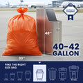 42 Gallon Contractor Trash Bags - 3.0 Mil - 50/Case - Orange