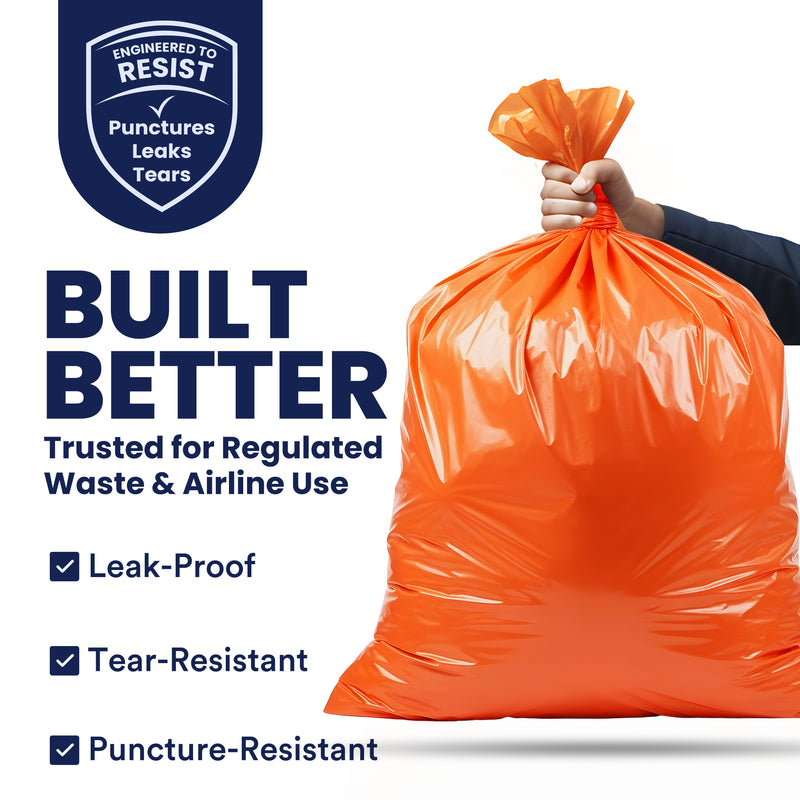 42 Gallon Contractor Trash Bags - 3.0 Mil - 50/Case - Orange