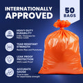 42 Gallon Contractor Trash Bags - 3.0 Mil - 50/Case - Orange