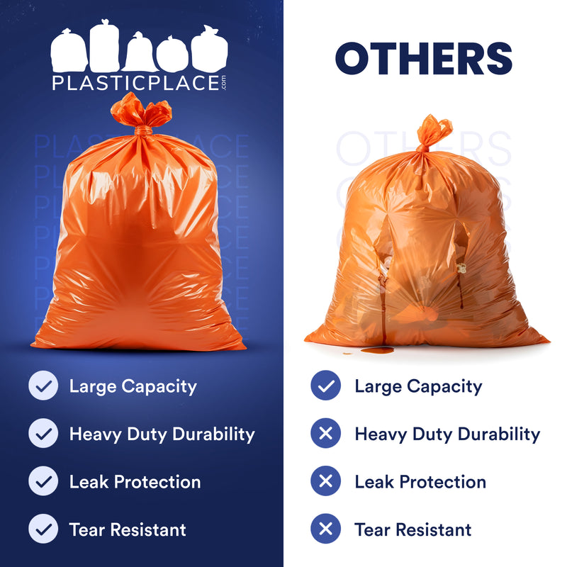 42 Gallon Contractor Trash Bags - 3.0 Mil - 50/Case - Orange
