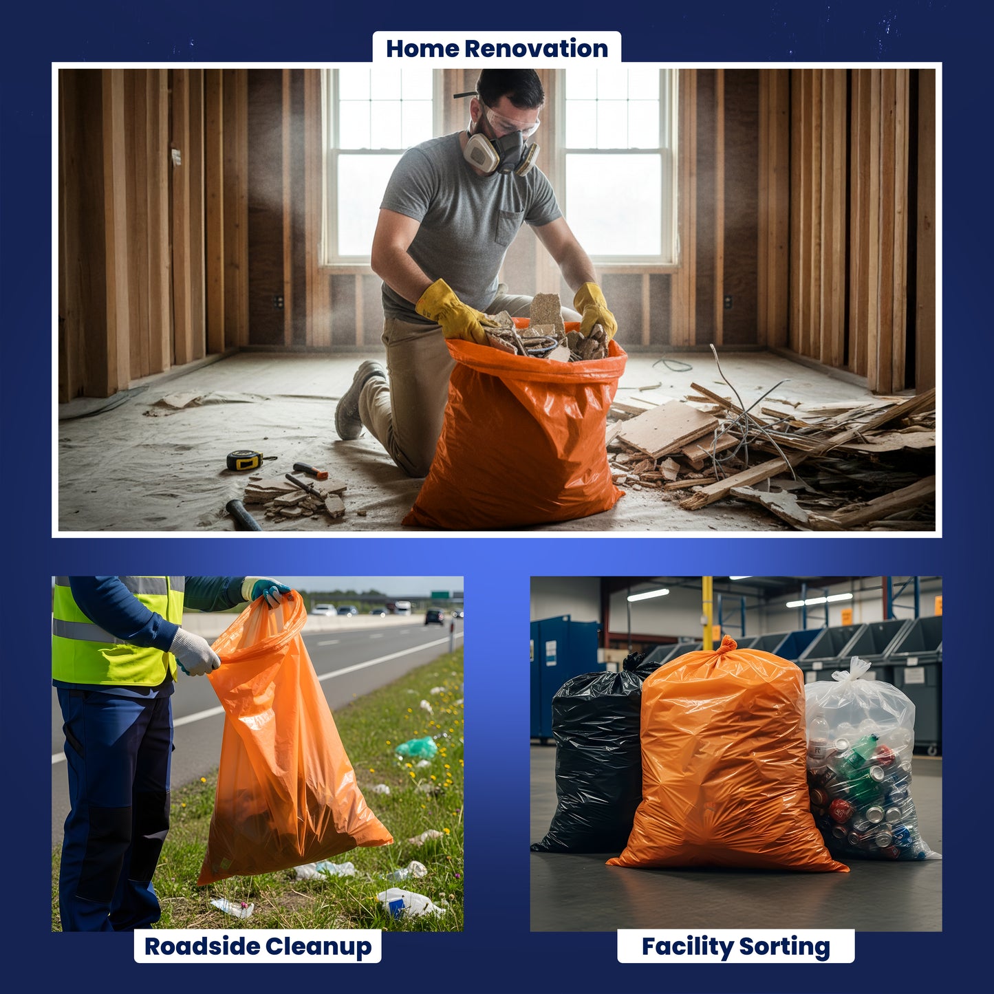 42 Gallon Contractor Trash Bags - 3.0 Mil - 50/Case - Orange