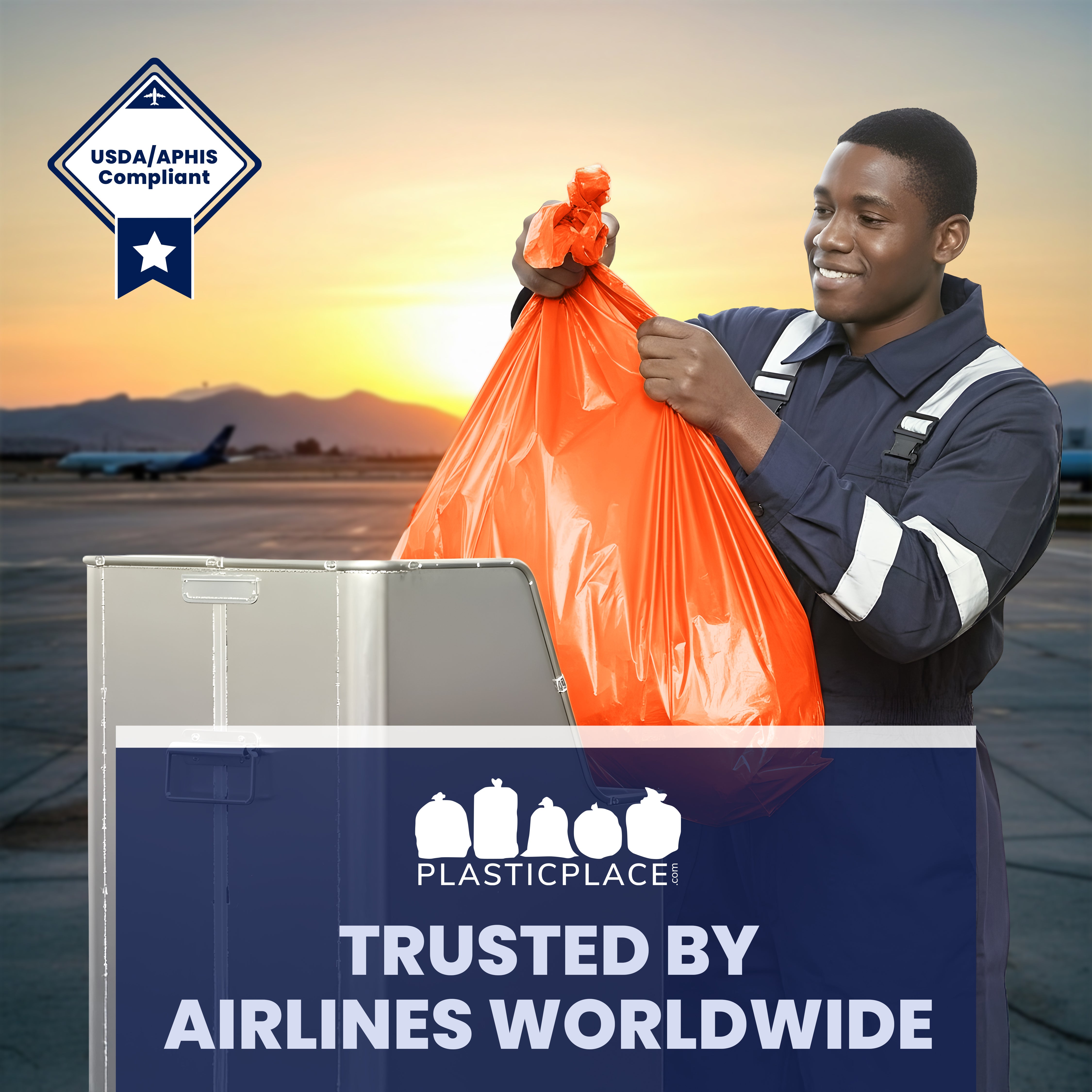42 Gallon Contractor Trash Bags - 3.0 Mil - 50/Case - Orange