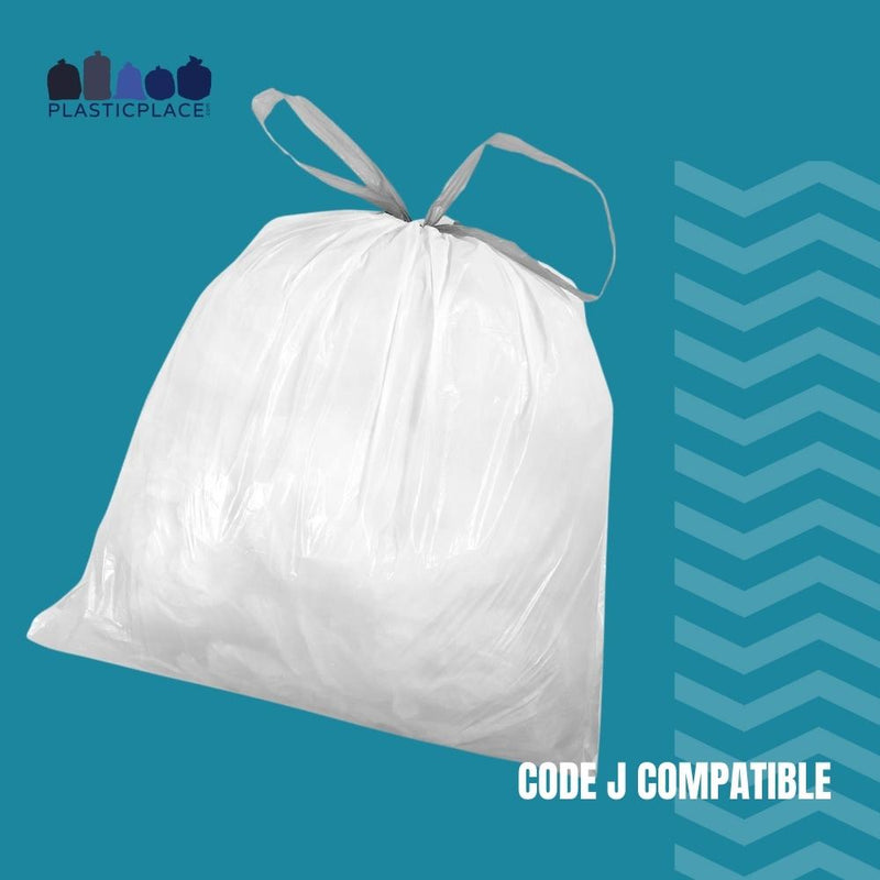 Plasticplace 5.3-6.6 Gallon Brabantia (x) Compatible Code J Trash Bags, 1.0 Mil, White Bin LIners, 21"W x 21.5"H (40 Count)