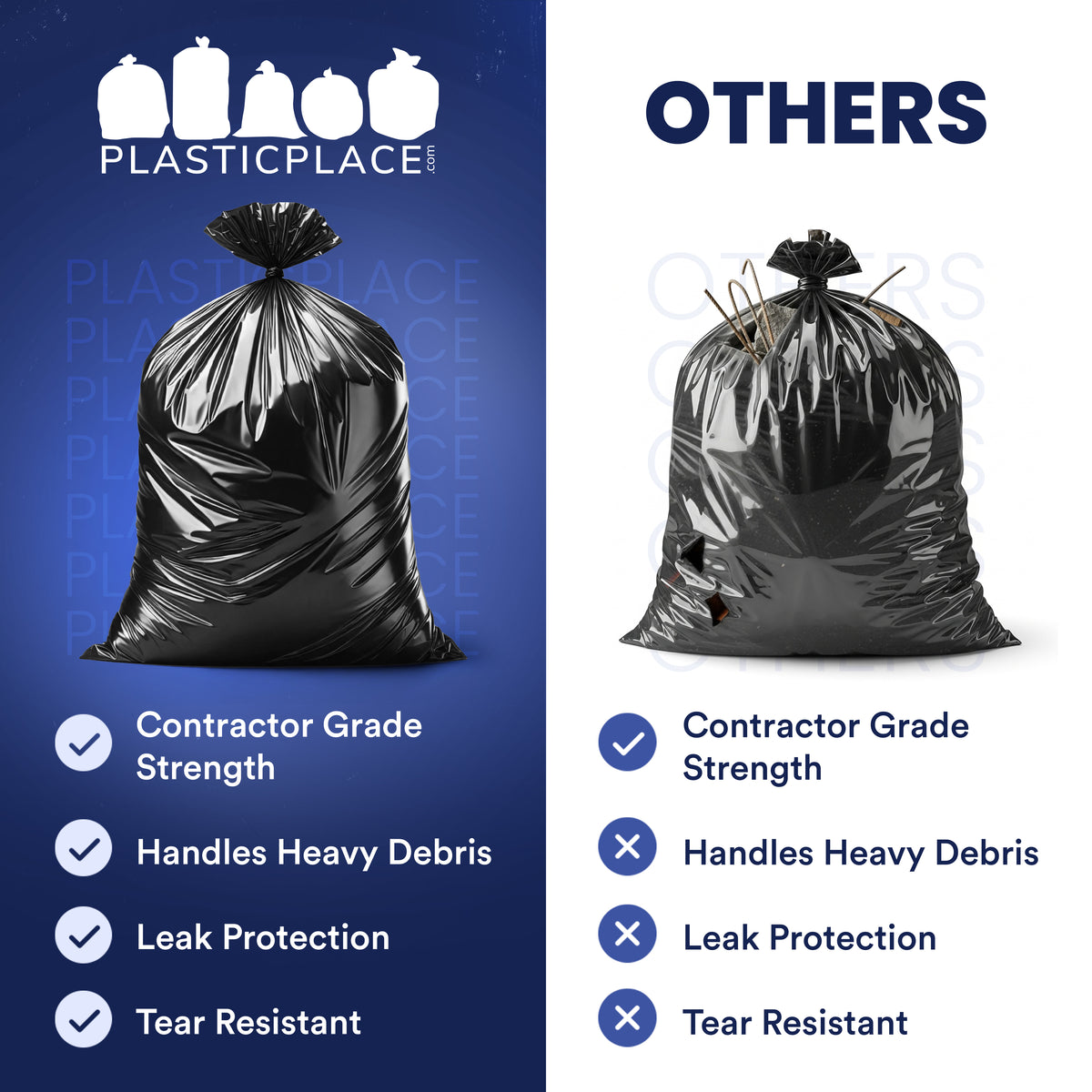 42 Gallon Contractor Bags - 3.0 Mil - 32/Case