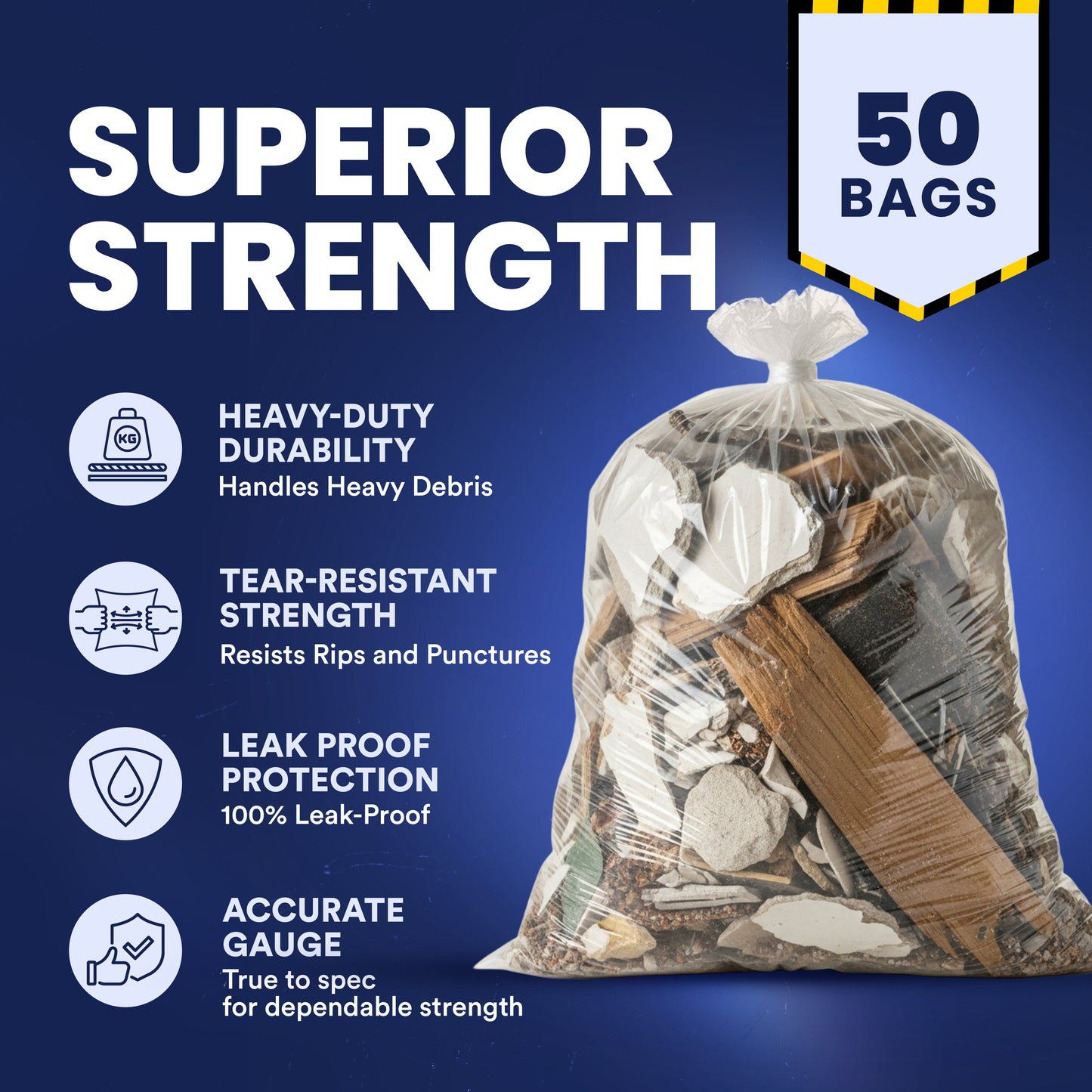 42 Gallon Contractor Bags - 4.0 Mil - 50/Case