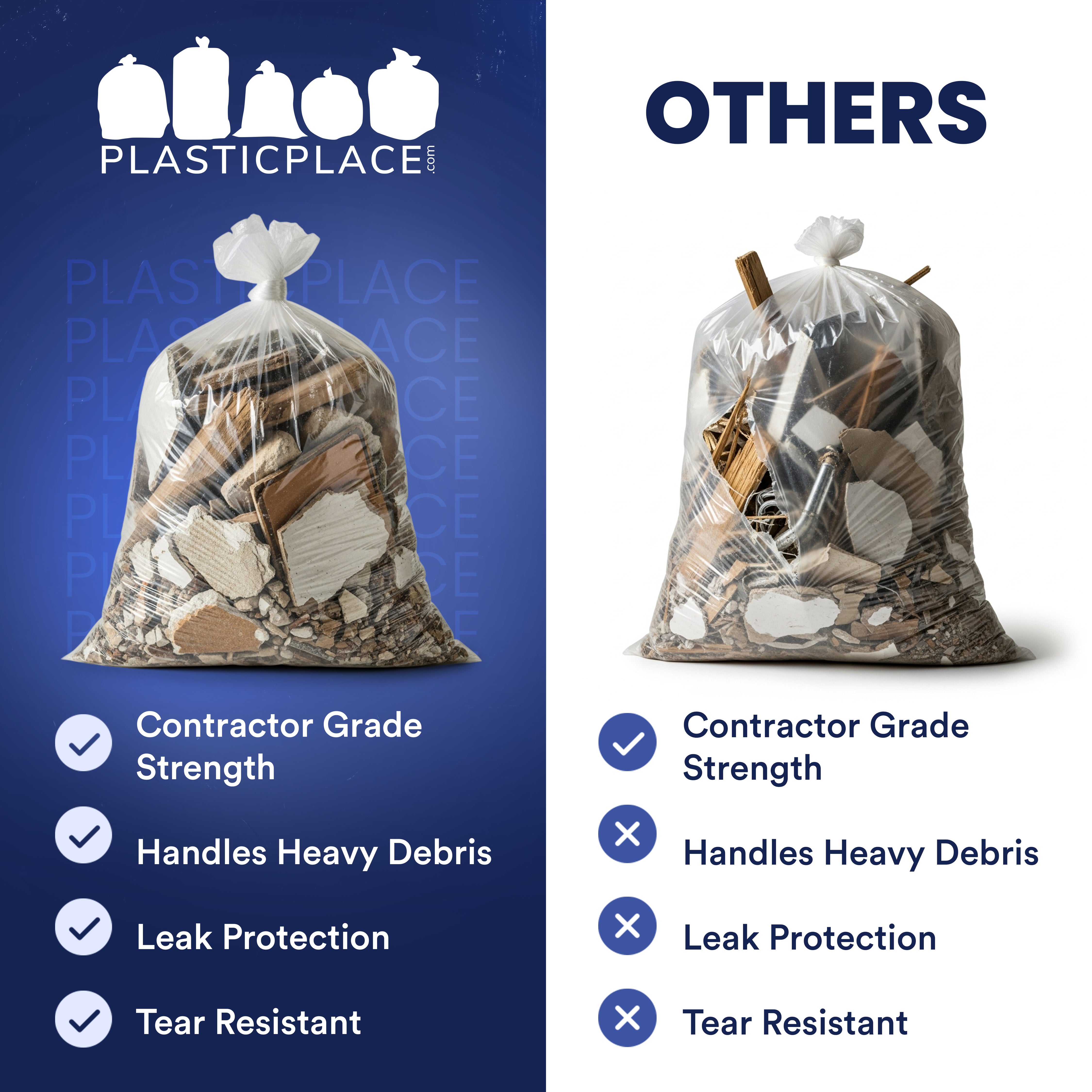 42 Gallon Contractor Bags - 4.0 Mil - 50/Case