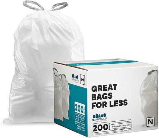 Simplehuman®* Compatible Trash Bags - Code N - 12-13 Gallon - 200/Case