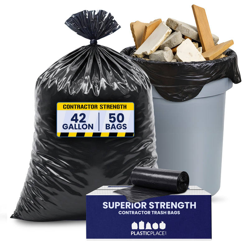 42 Gal Contractor Bags with Flaps - 3.0 Mil - 50/Case