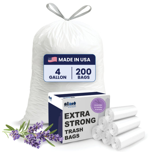 4 Gallon Drawstring Lavender & Vanilla Scented Bags - 0.7 Mil - 200/Case
