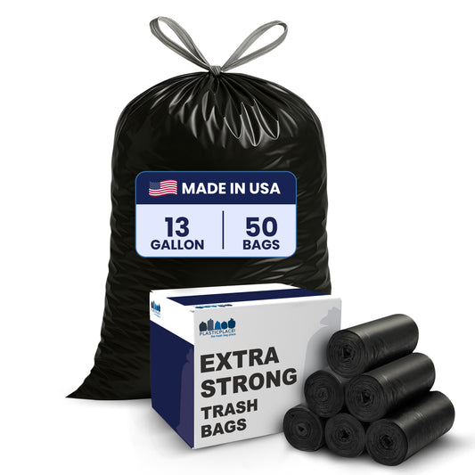 13 Gallon Extra Tall Black Drawstring, Jr Pack - 1.2 Mil - 50/Case