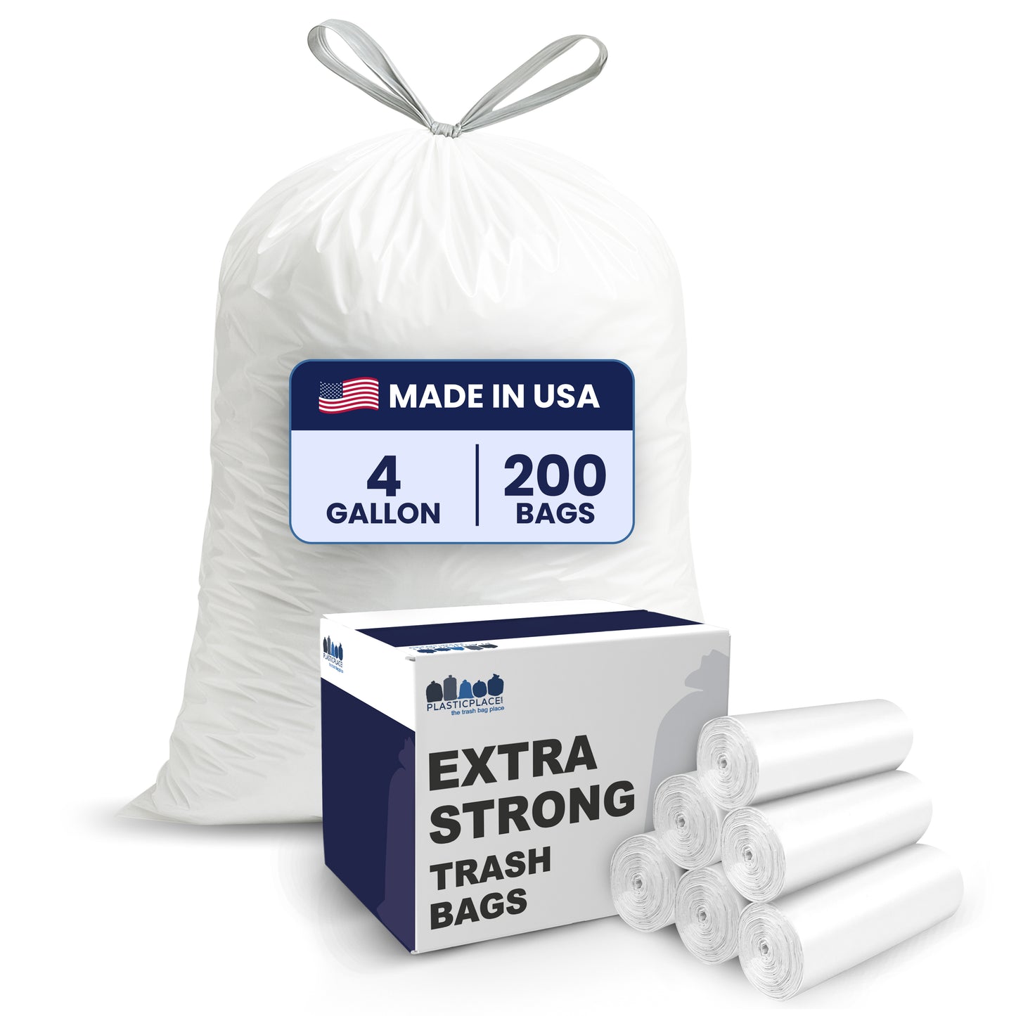 4 Gallon Drawstring Bags - 0.7 Mil - 200/Case