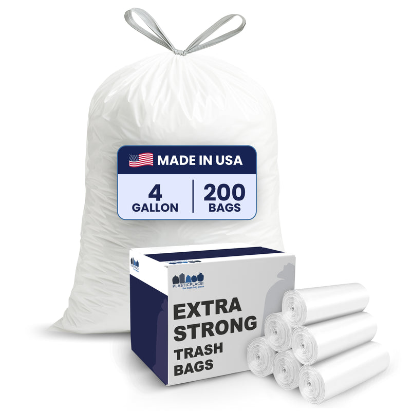 4 Gallon Drawstring Bags - 0.7 Mil - 200/Case