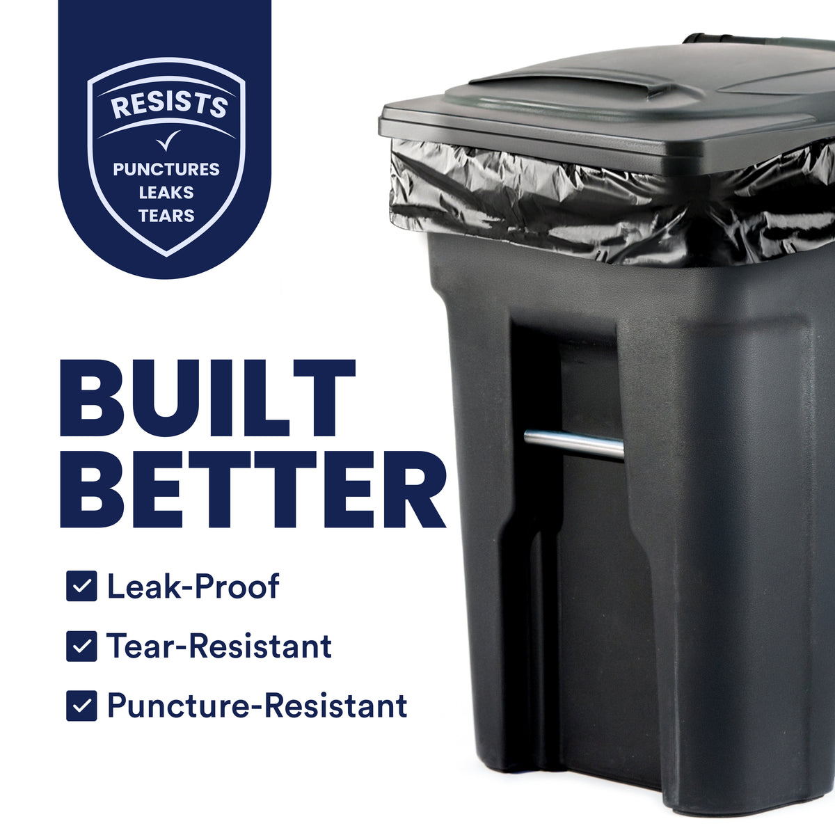 95-96 Gallon Black Trash Bags - 1.5 Mil - 50/Case