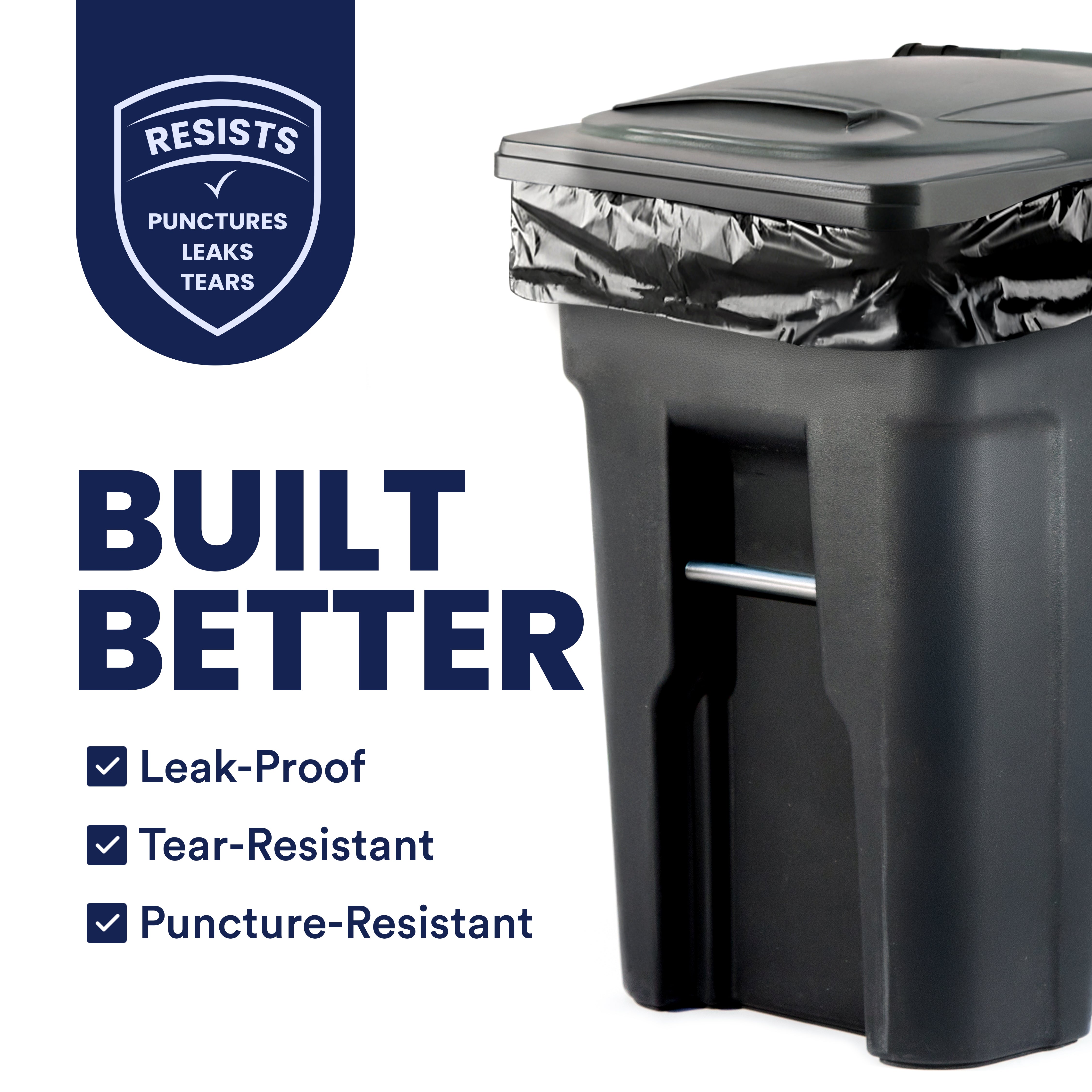 65 Gallon Rollout Trash Bags - 1.5 Mil - 100/Case