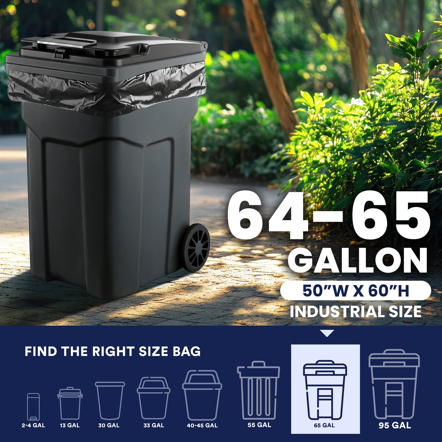 64 Gallon Toter® Compatible Trash Bags - 3.0 Mil - 25/Case