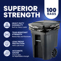 65 Gallon Rollout Trash Bags - 1.5 Mil - 100/Case