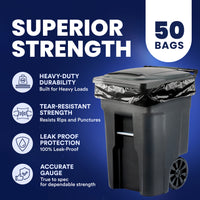 95-96 Gallon Trash Bags on Rolls - 1.2 Mil - 50/Case