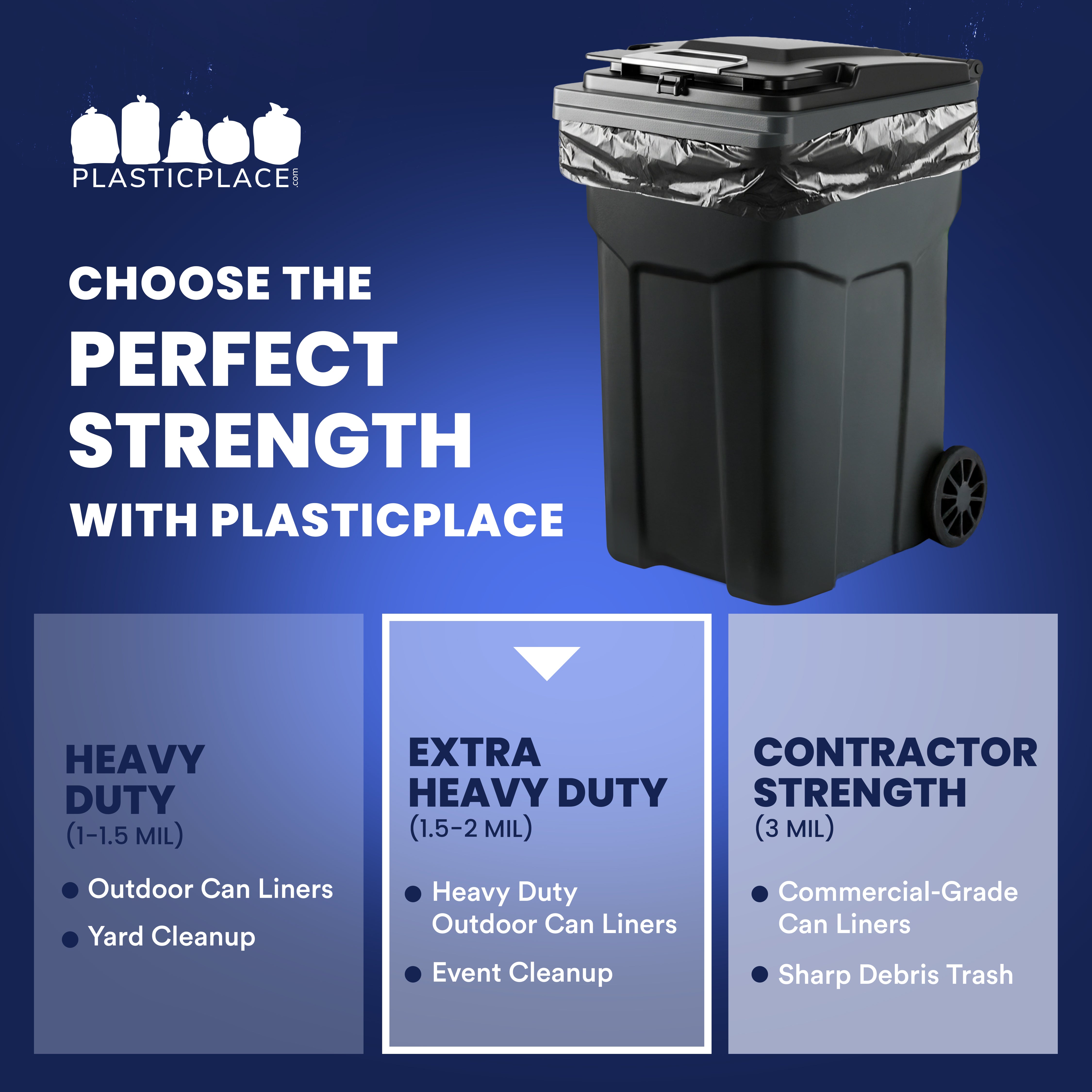 95-96 Gallon Black Trash Bags - 1.5 Mil - 50/Case