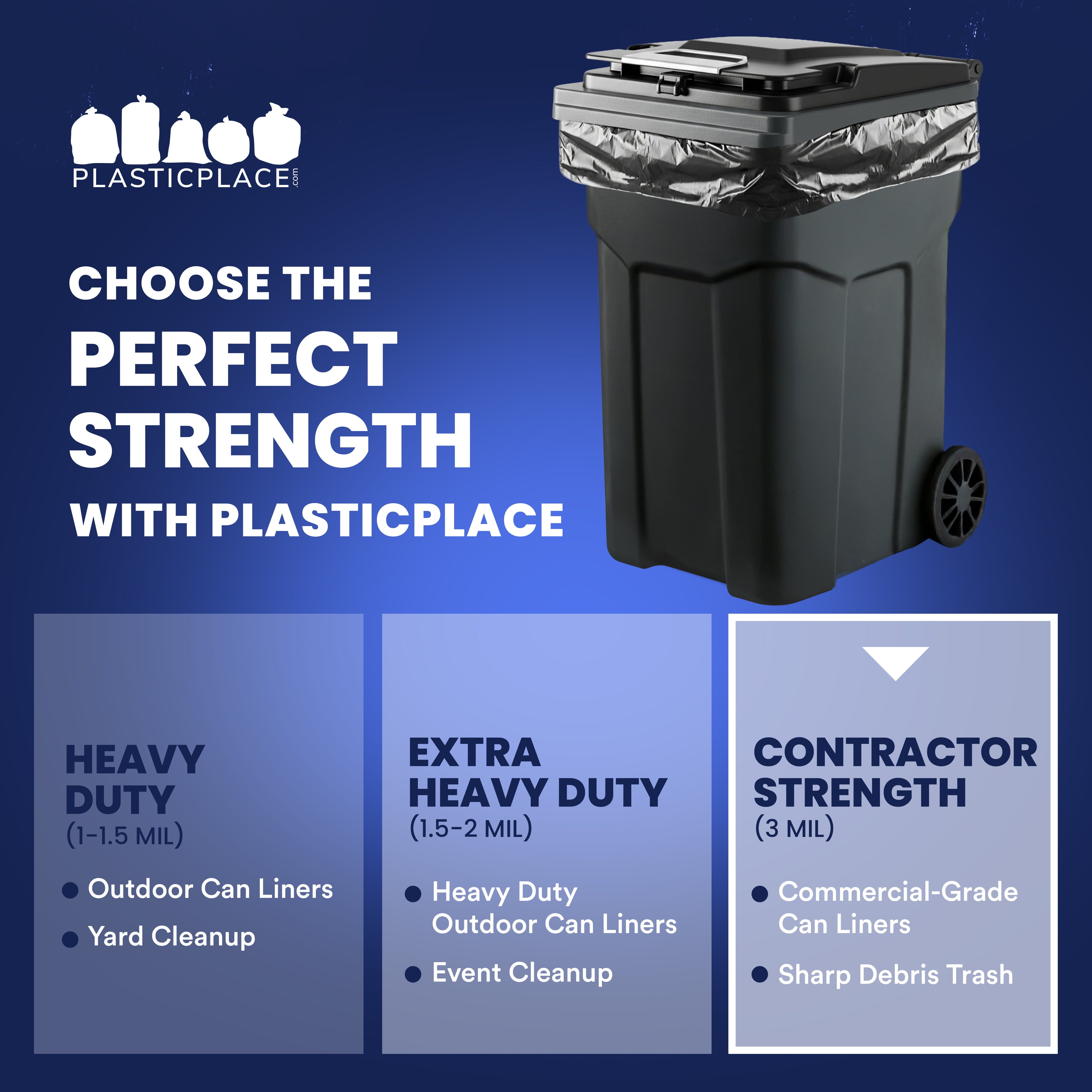 65 Gallon Extra Heavy Trash Bags - 3.0 Mil - 50/Case