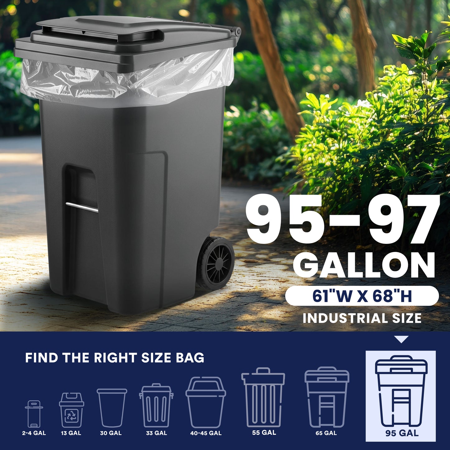 95-96 Gallon Trash Bags - 1.5 Mil - 50/Case