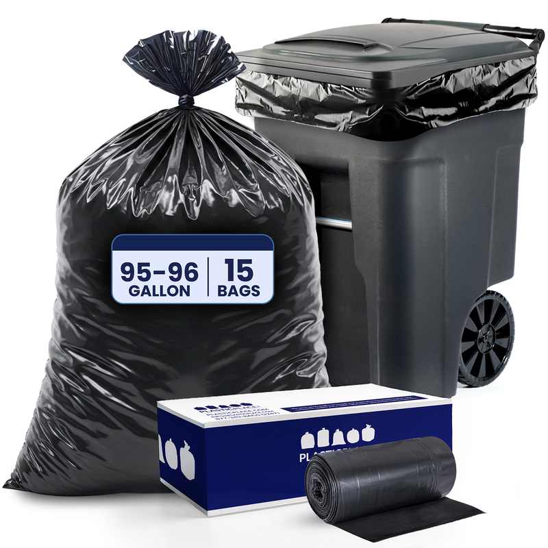 95-96 Gallon Trash Bags on Rolls - 1.2 Mil - 15/Case
