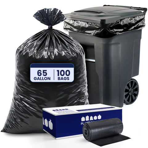 65 Gallon Rollout Trash Bags - 1.5 Mil - 100/Case