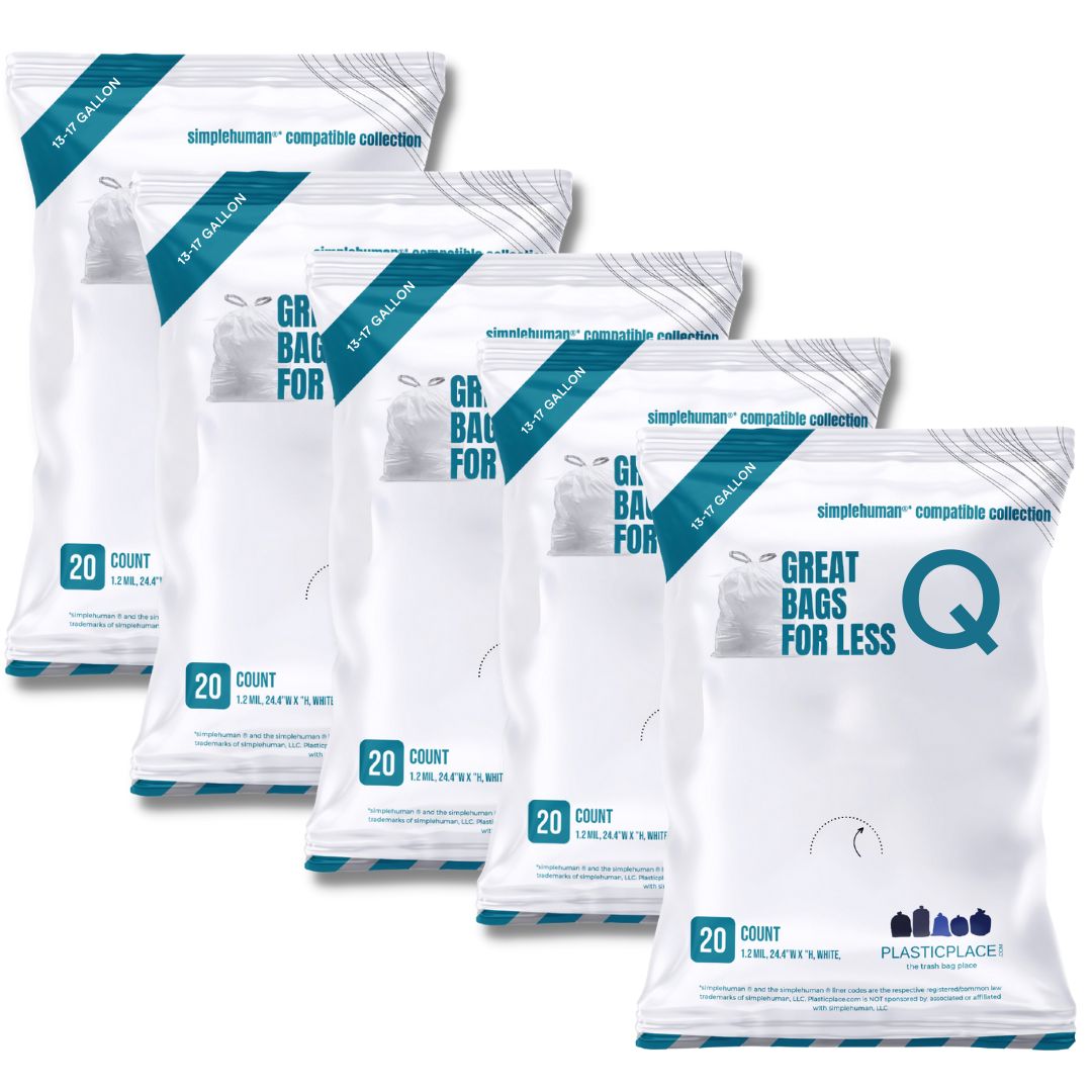 Simplehuman®* Compatible Trash Bags - Code Q - 13-17 Gallon - 100/Case