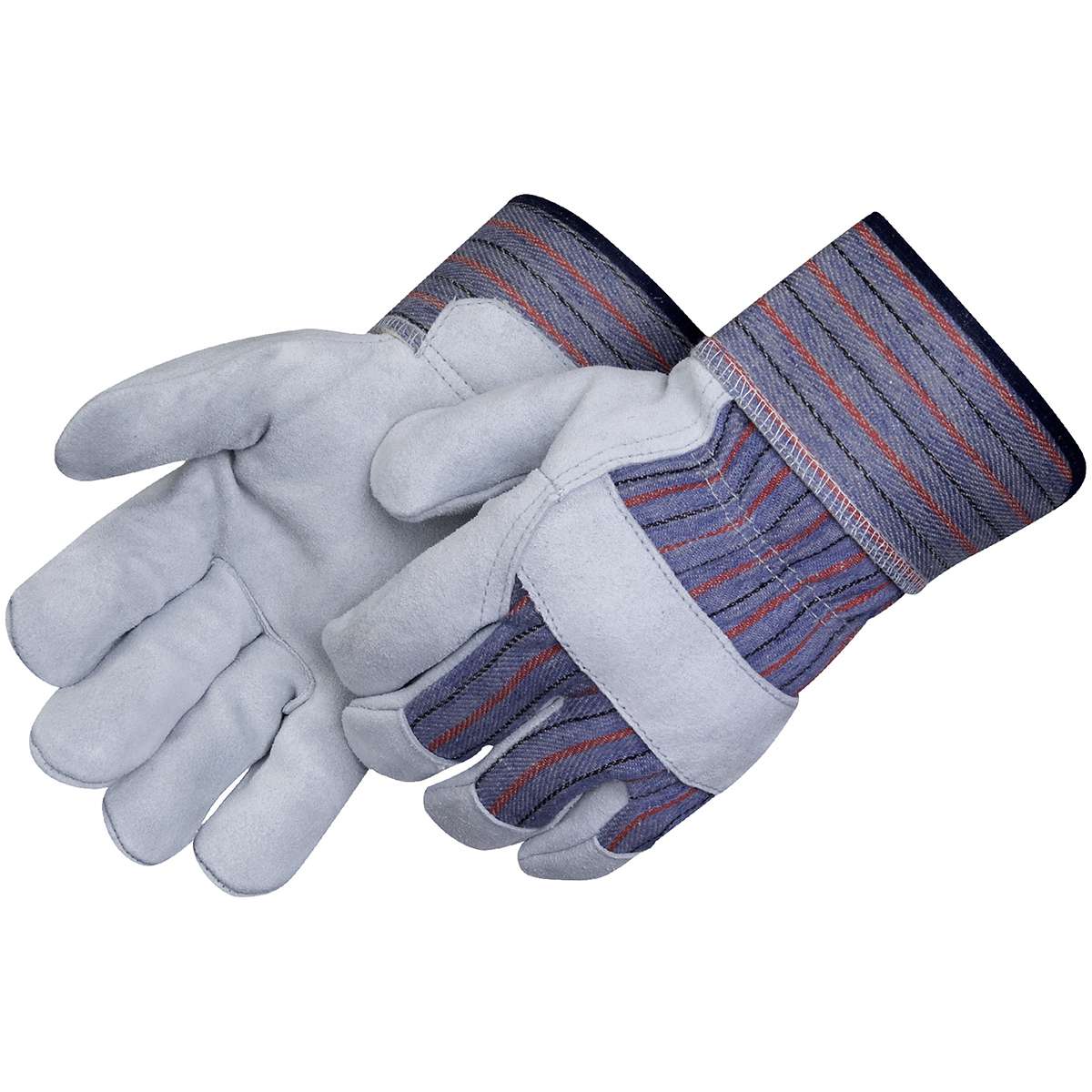 Rugged Blue Leather Palm Work Gloves - 12 Pair
