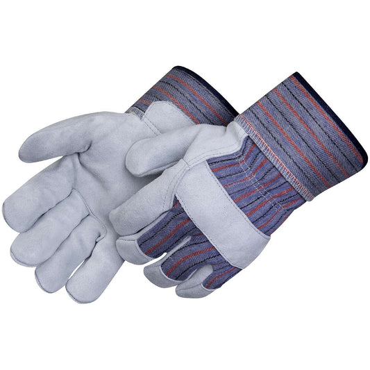 Rugged Blue Leather Palm Work Gloves - 12 Pair